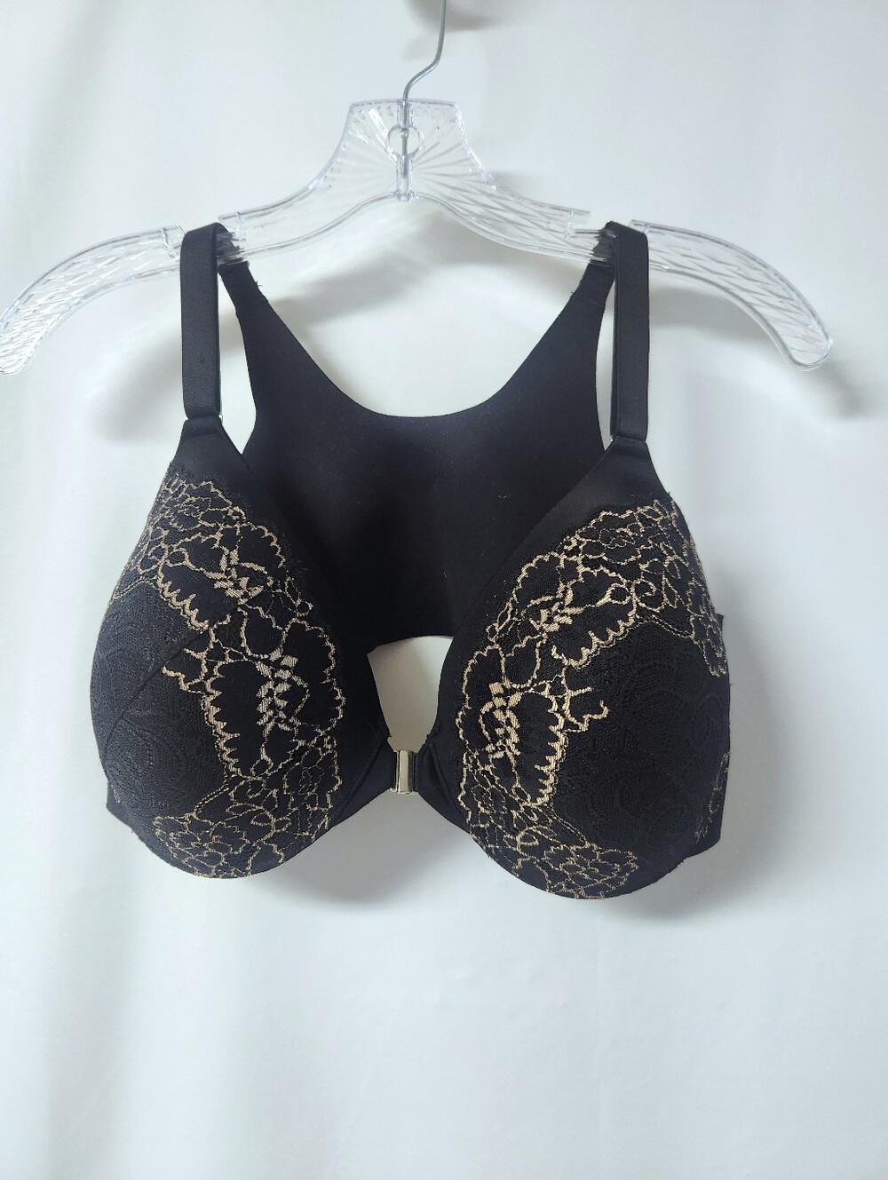 Soma 38DD Black Lace Front Close Bra Vanishing Back